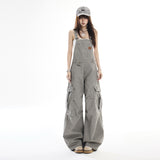 Multi Pocket Cargo Wide Leg Overall Pants