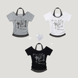 ホルターネック ボタン シャーリング オフショルダー ショートスリーブ Tシャツ (3 colors)