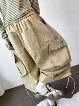 Genie Eyelet Stud Rope Balloon Cargo Bermuda Shorts 3color