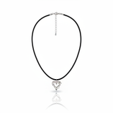 [IDLE Shuhua Necklace] メルティングメタリックハートチョーカーネックレス - Silver Color