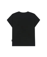 アズイフギャルズグラフィックキャップスリーブTシャツ - ブラック