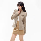 Khaki Washed Denim Utility Jacket