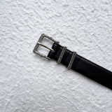 マットシルバー エングレーブドバックル ベルト