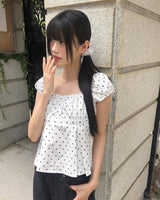 Rease Dot Puff Strap Blouse