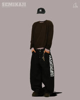 JB Bold Lettering Wide Denim Pants