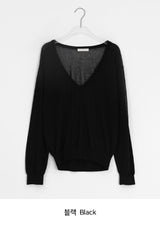 Otsuri Loose-Fit Summer Deep V-Neck Knit