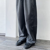 Curved Drawstring Linen Trousers