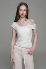 Soft blend layered top, White