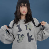 YK チェックアップリケスウェットシャツ
