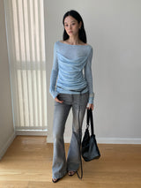 Melbourne shirred layered long-sleeve tee
