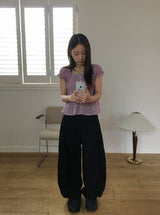 Pocochi Check Shirring Blouse