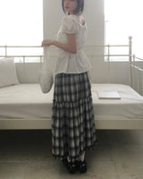 Cawi Frill Check Tiered Long Skirt