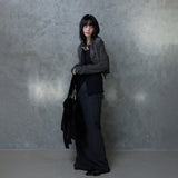 FRINGE STRIPE CARDIGAN: GREY