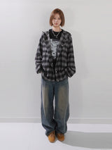 (UNISEX) Brany Flannel Hood Shirt