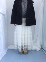 Cloud chiffon frill long skirt