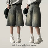 Eve Cutting Washing Denim Bermuda Shorts