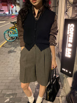 [MADE] Fidic Wool Herringbone Bermuda Pants