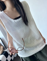 Dai Oversized Loose Mesh Longline Sleeveless Top 4color