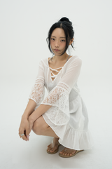 LACE SHEER DRESS _ WHITE
