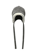 FUR TRIM BONNET HAT IN GREY WING