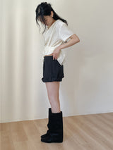 [Short Sleeve Version] Drape Color Matching Loose Fit Blouse