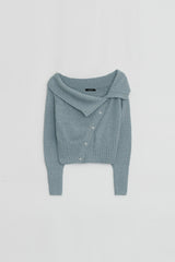 OFF SHOULDER BUTTON CARDIGAN
