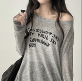 Alling lettering shoulder long sleeve tee