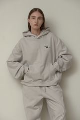 EEERRR Basic logo needlework hoodie (Gray)