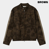 Bolt piping crack leather jacket