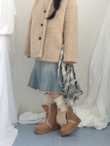 Suede Rabbit Fur Boots