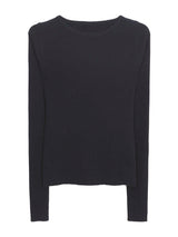 バックホワイトボウロングスリーブニットTシャツ