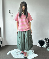 Down Loaf Two-Style Pigment Balloon Cargo Bermuda Shorts 3color