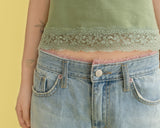 Pink lace sagging denim 