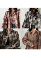 [Overfit♡/interseasonal item] From now on, autumn and spring by chocolate Avant Balloon Check Over Shirt (4 colors) #HighQuality