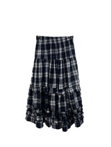 frill checkered long skirt