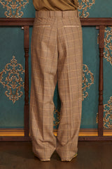 WOOL CHECK SLACKS / BEIGE