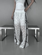 lace ribbon white pants