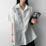 Ind patch label roll-up short sleeve shirt shirt
