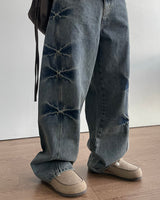 Pin Curved Denim Pants