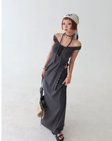 Scarf Set Eyelet Sleeveless & Skirt Two-Piece Set