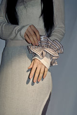 PETAL STRIPE SCRUNCH / BEIGE