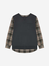 1/2 BLEND PATCH SWEATSHIRTS (CHARCOAL/BROWN)
