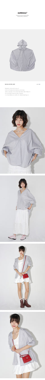 チェックフードシャツ (LIGHT GRAY)