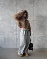 Like Hood Zip-Up Fur Jacket