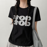 [Dot Short Sleeve 🍪] Kitsch Look Lettering Short Sleeve (2 colors)