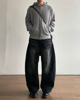 Stitch Knit Hood Zip-up