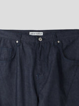 Non-fade diagonal raw denim pants