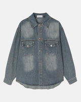 (UNISEX) Scratch Denim Shirts Jacket