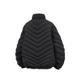 RELABELインタラクティブ (Black Bone)Vカット ボーンストラクチャー マッスル90 レイヤード リブニット ダウンジャケット