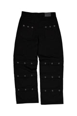 ピンタックアイレットパンツ/ ブラック